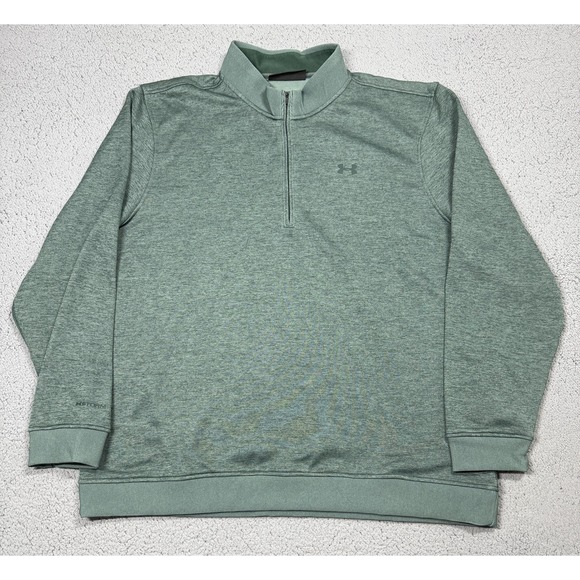 Under Armour Other - Under Armour Sweatshirt Mens 3XL Green Fleece 1/4 Zip ColdGear Pullover Logo
